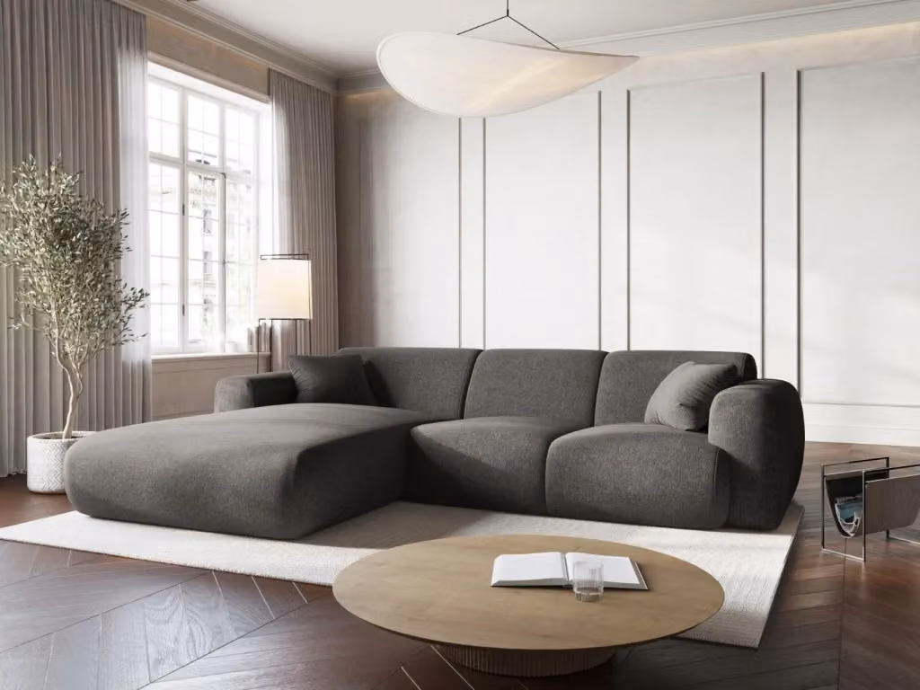 Divano angolare sinistro Nolio Cosmopolitan Design a 4 posti in ciniglia grigio L/P/H: 260 x 170 x 72 cm – 2