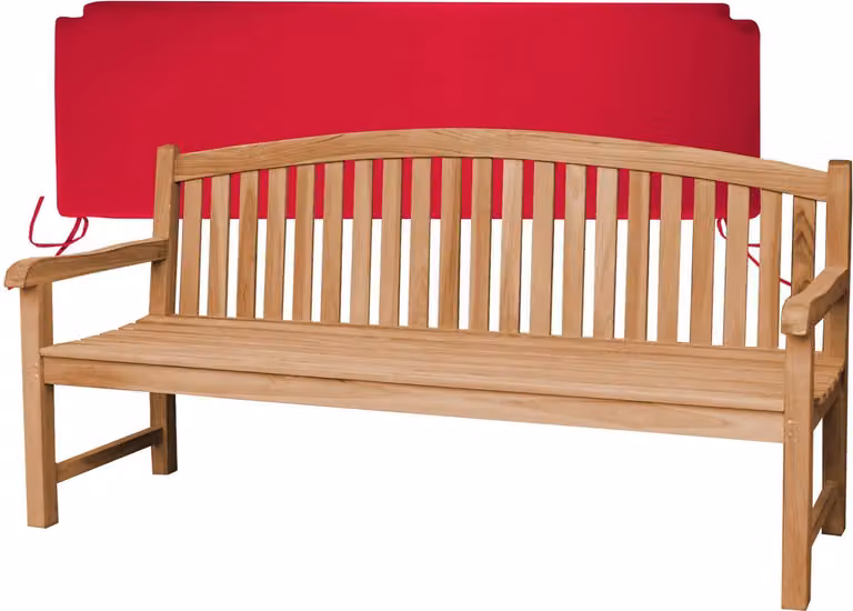 Teakholz Bank Bari 180cm Massivholz Wetterfest + Sitzkissen Rot