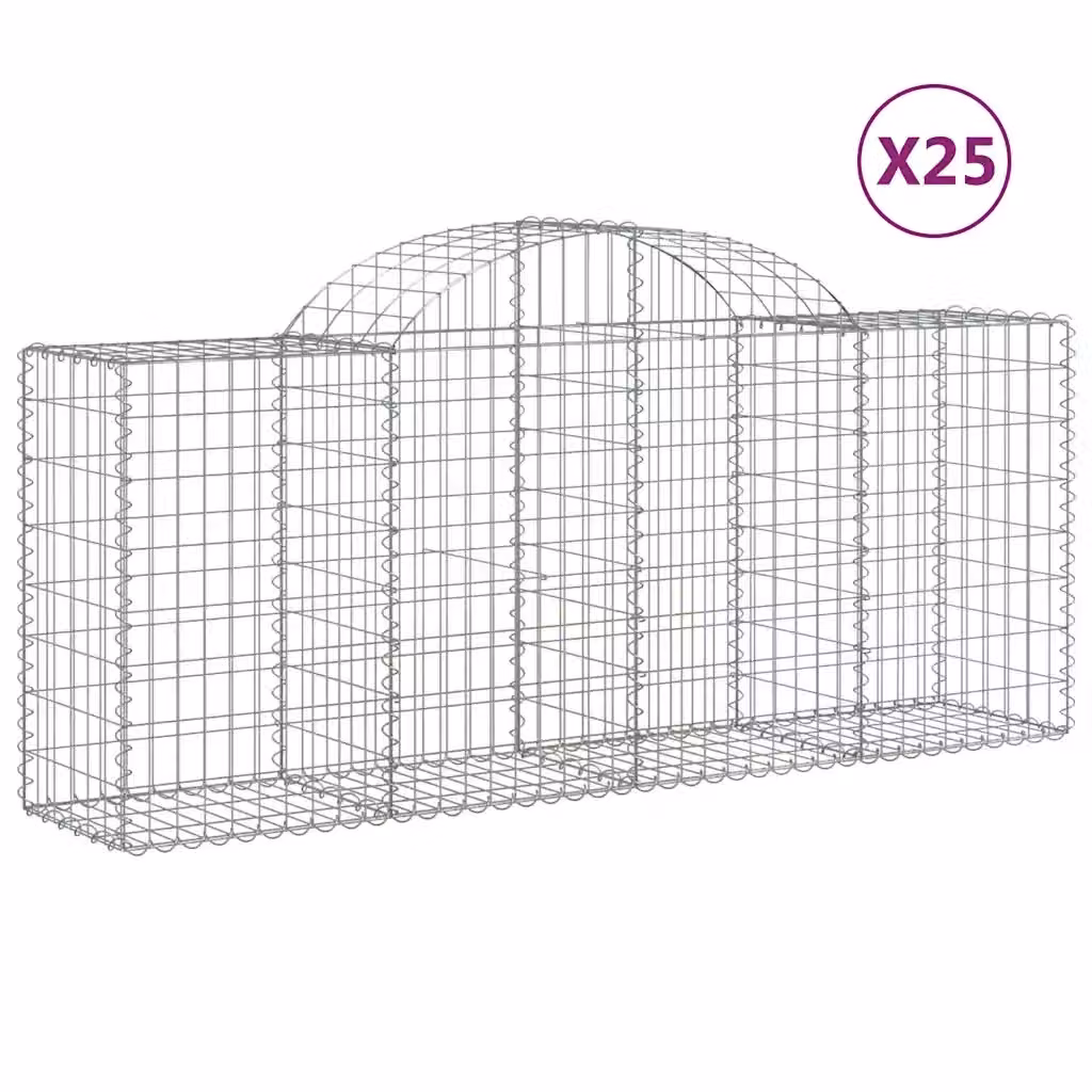 Set di 25 Cesti Gabbioni ad Arco Videx in Acciaio Zincato Argento L: 200 cm, P: 50 cm, H: 80/100 cm – 2