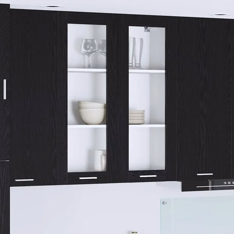 Armadio pensile da cucina moderno vidaXL con ante in vetro, colore nero, L 80 x P 31 x H 100 cm