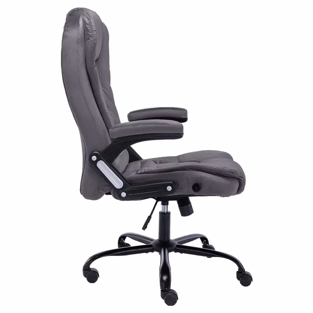 Sedia da ufficio ergonomica moderna vidaXL in velluto grigio con braccioli e ruote – 2