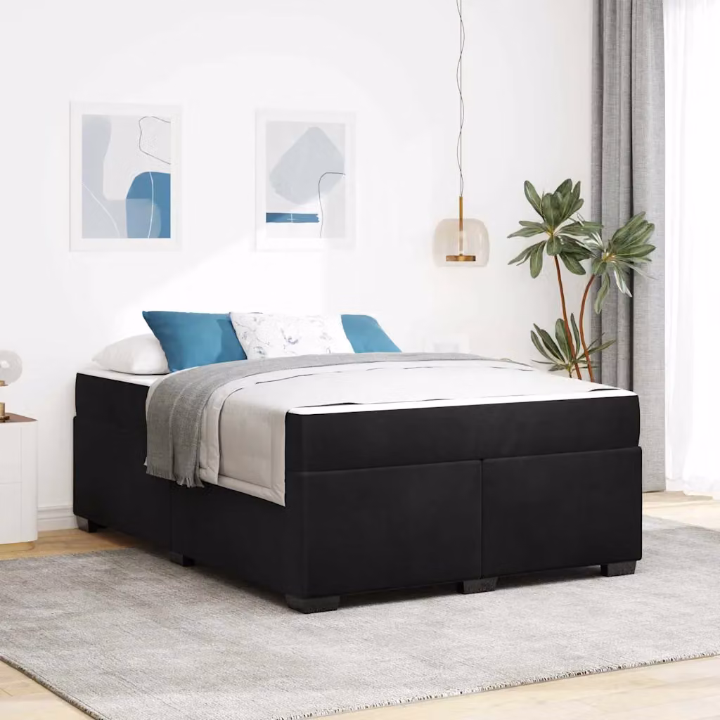 Struttura del letto con materasso vidaXL in tessuto nero, L: 160 cm, P: 200 cm – 1