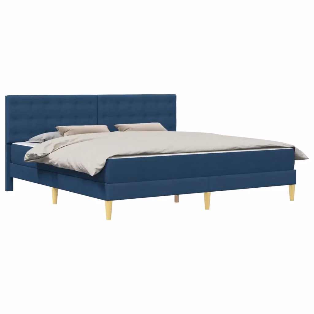 Letto matrimoniale con struttura imbottita in tessuto blu vidaXL L/P/H: 200 x 200 x 28 cm – 2