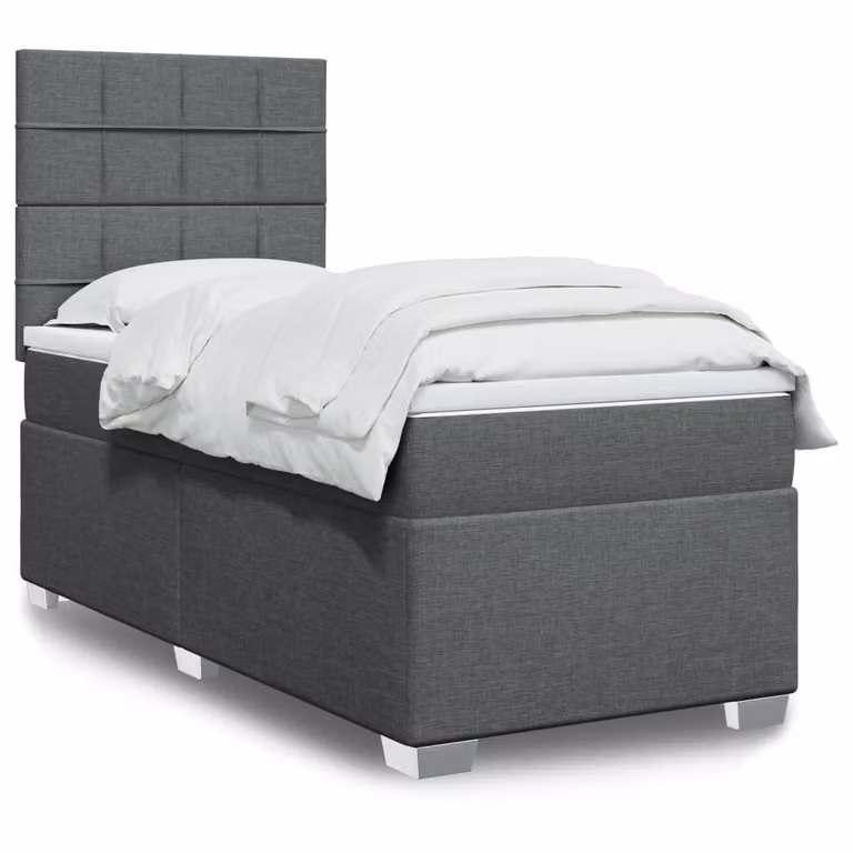 vidaXL Giroletto a Molle Ibrido con Materasso in Tessuto Grigio e Bianco L/P/H: 200 x 80 x 150,5 cm