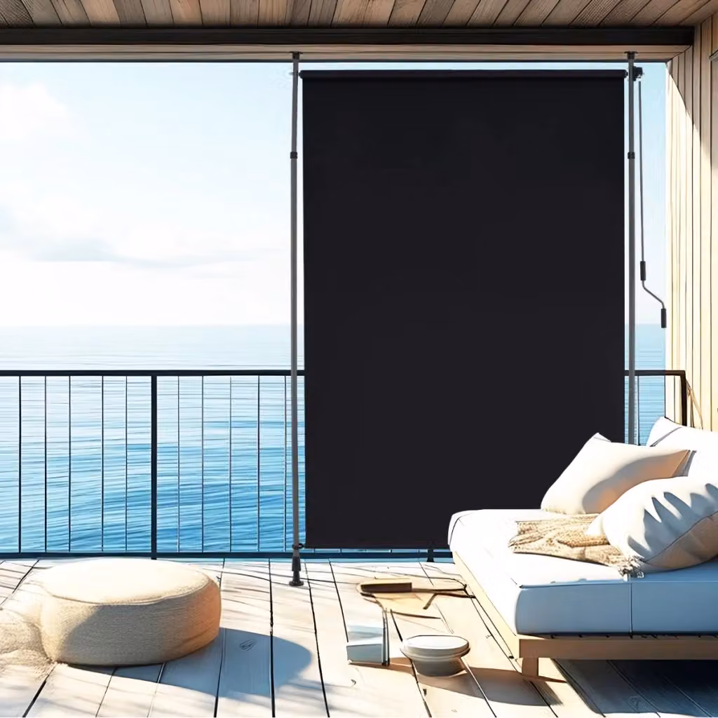 Tenda parasole retrattile verticale per patio DESIGN IN, tenda a rullo da esterno in poliestere e alluminio con manovella, colore nero, L: 200 cm, H: 310 cm – 2