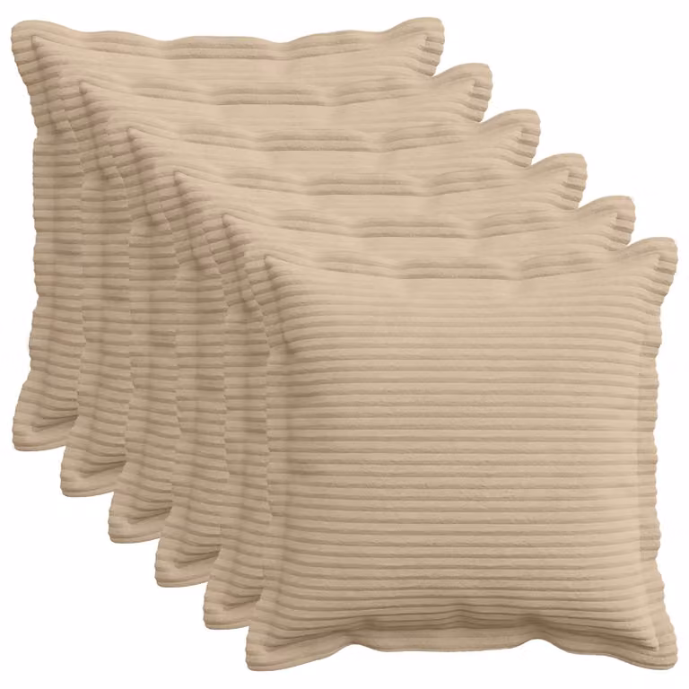 Set di 6 federe vidaXL HOUTEN in velluto a coste, colore tortora, 40 x 40 cm