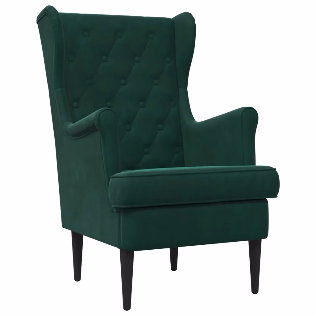 Poltrona Lounge Moderna in Velluto Verde con Braccioli e Struttura in Legno e Metallo – 2