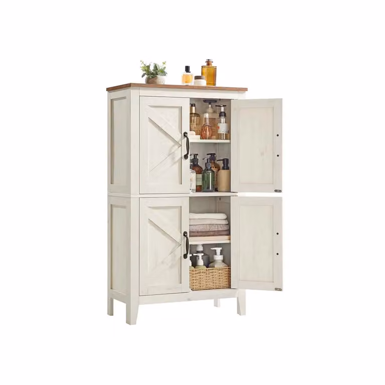 Mobile farmhouse con ante fienile e ripiani regolabili
