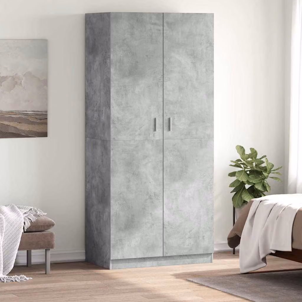 Armadio moderno vidaXL in legno e MDF grigio opaco con ante a battente, L: 90 cm, P: 52 cm, H: 200 cm – 1