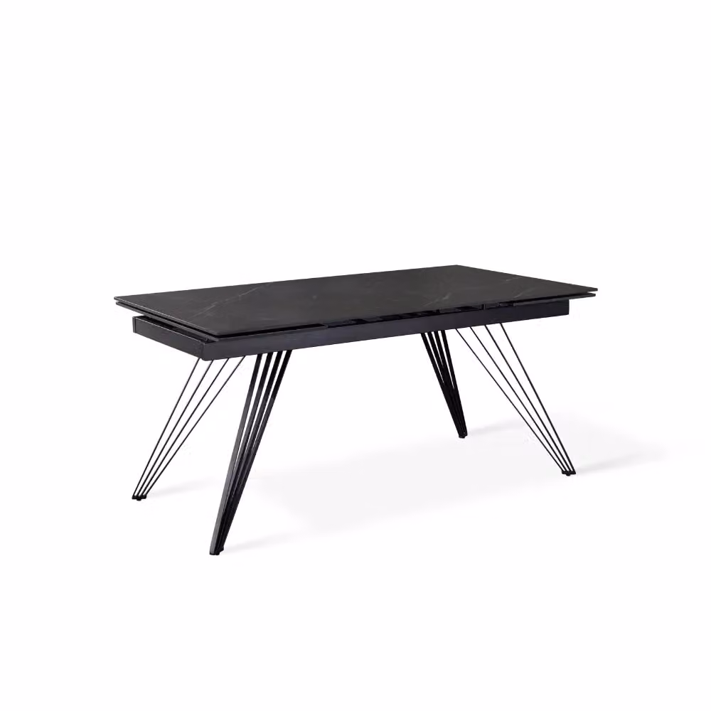 Tavolo da pranzo allungabile Augustus Duzzle in ceramica effetto marmo nero, L: 160-240 cm, P: 90 cm, H: 76 cm – 2