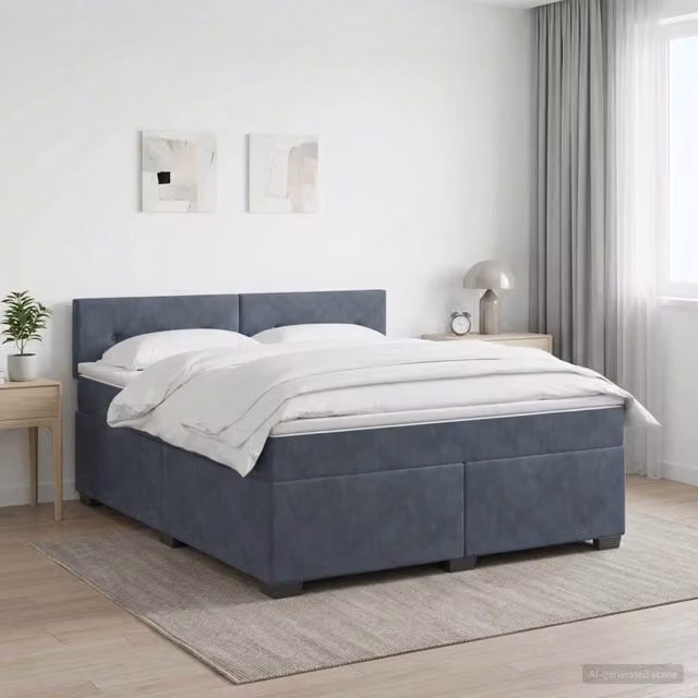 Letto box spring con materasso ibrido vidaXL Grigio Scuro L/P: 180 x 200 cm