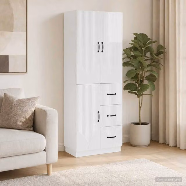 Set di armadi 2 pz Bianco Lucido Legno ingegnerizzato 3416821
