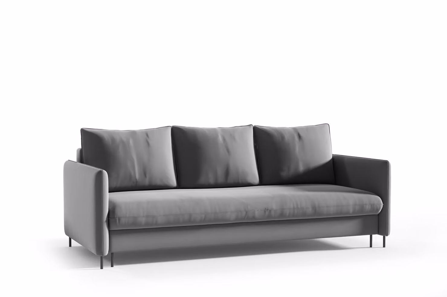 Divano letto JULIE Divano letto con funzione letto e base in velluto grigio