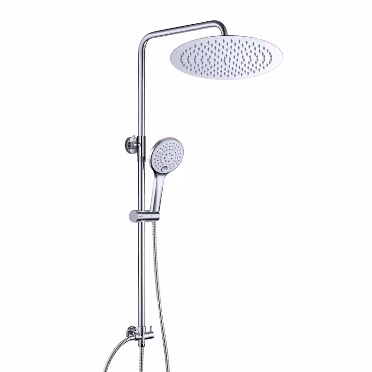 JOHO 304 Colonna Doccia idromassaggio Doccia Colonna in Acciaio INOX Cromo Senza Miscelatore Set Doccia a Pioggia Soffione e Doccetta Mano D25cm tondo