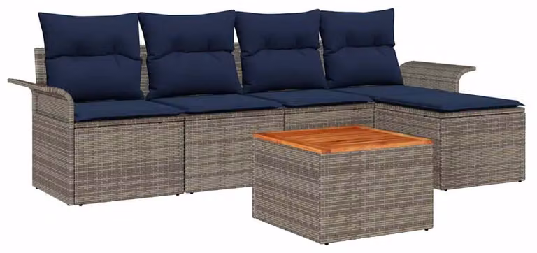 Set Divano da Giardino con cuscino 6 pcs Grigio polyrattan