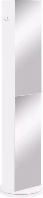 Colonna girevole da bagno 36 x 36 x 171 cm specchio lungo portaoggetti 6 ripiani moderno in truciolare bianco 21_0001937