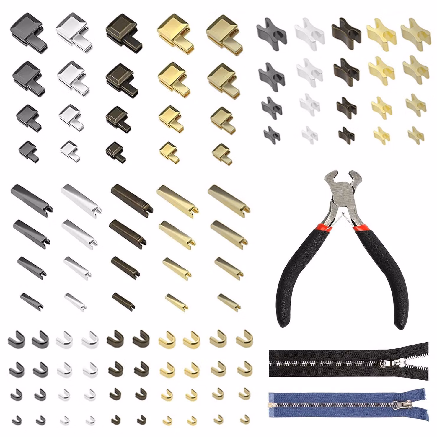 Kit di riparazione per cerniere, 101 pezzi, in metallo, con pinza