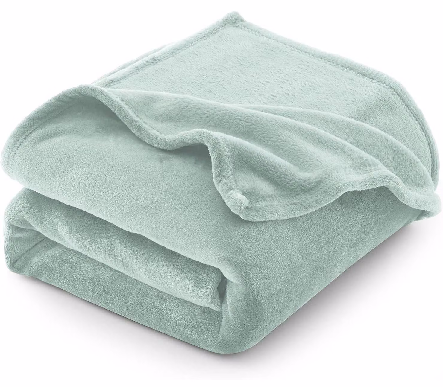 Coperta calda e soffice, dimensioni XXL (230x270 cm), color salvia, in flanella e pile