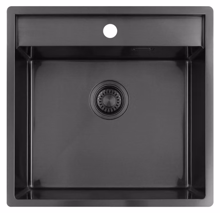 Lavello da cucina 51x50 cm, colore grigio antracite, modello Pure.Sink con scarico a tappo a scomparsa (Tapwing PLX5150T-61)