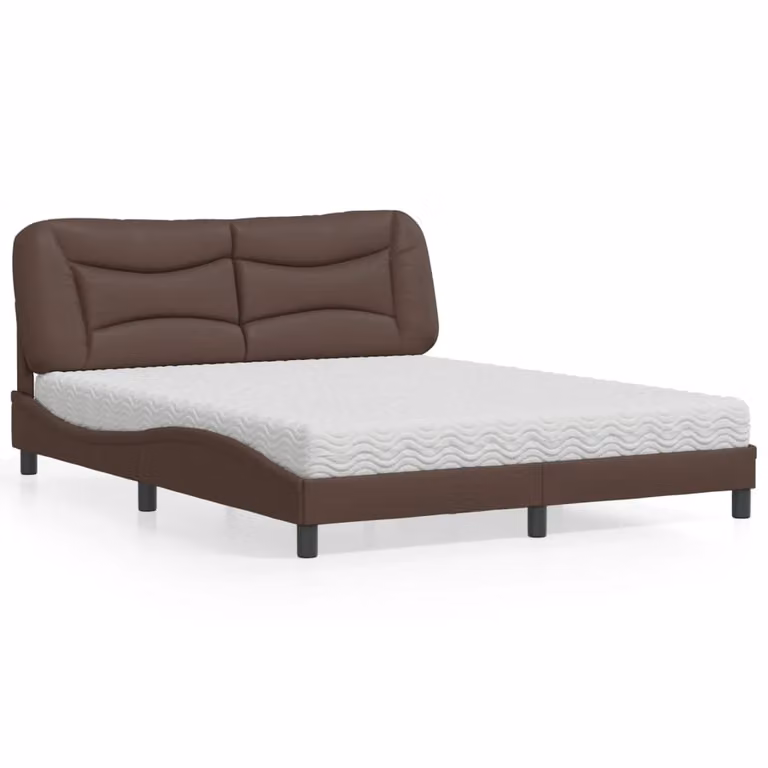Letto con Materasso Hvar vidaXL in Similpelle Marrone, L 160 x P 200 cm
