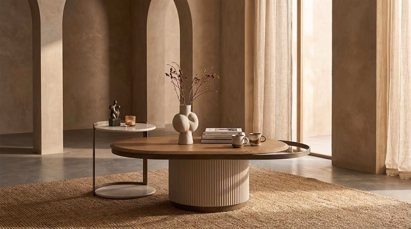 Set di tavolini da caffè e tavolini laterali in legno, design moderno