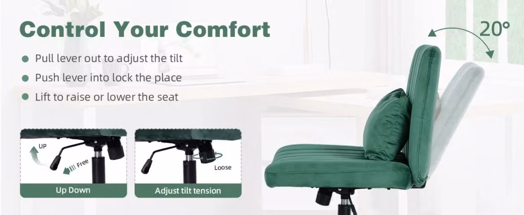 Sedia da Ufficio Girevole MINIMAL in Tessuto Imbottita Verde Senza Braccioli con Altezza Regolabile e Ruote – 2