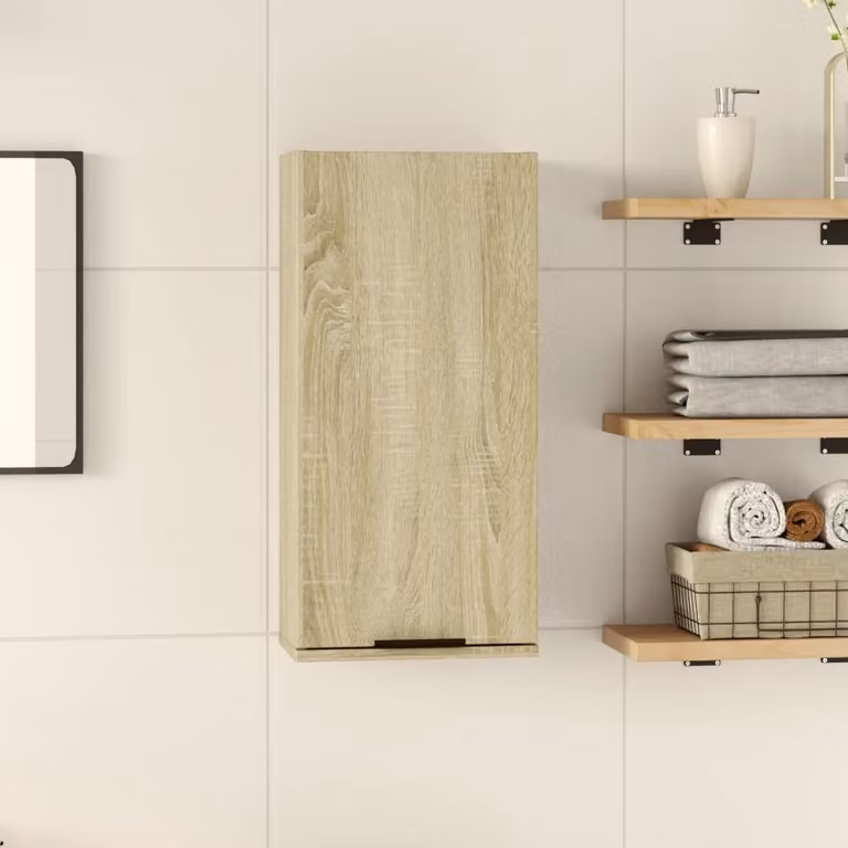 Mobile da bagno a parete vidaXL in rovere, L 32 cm x P 20 cm x H 67 cm