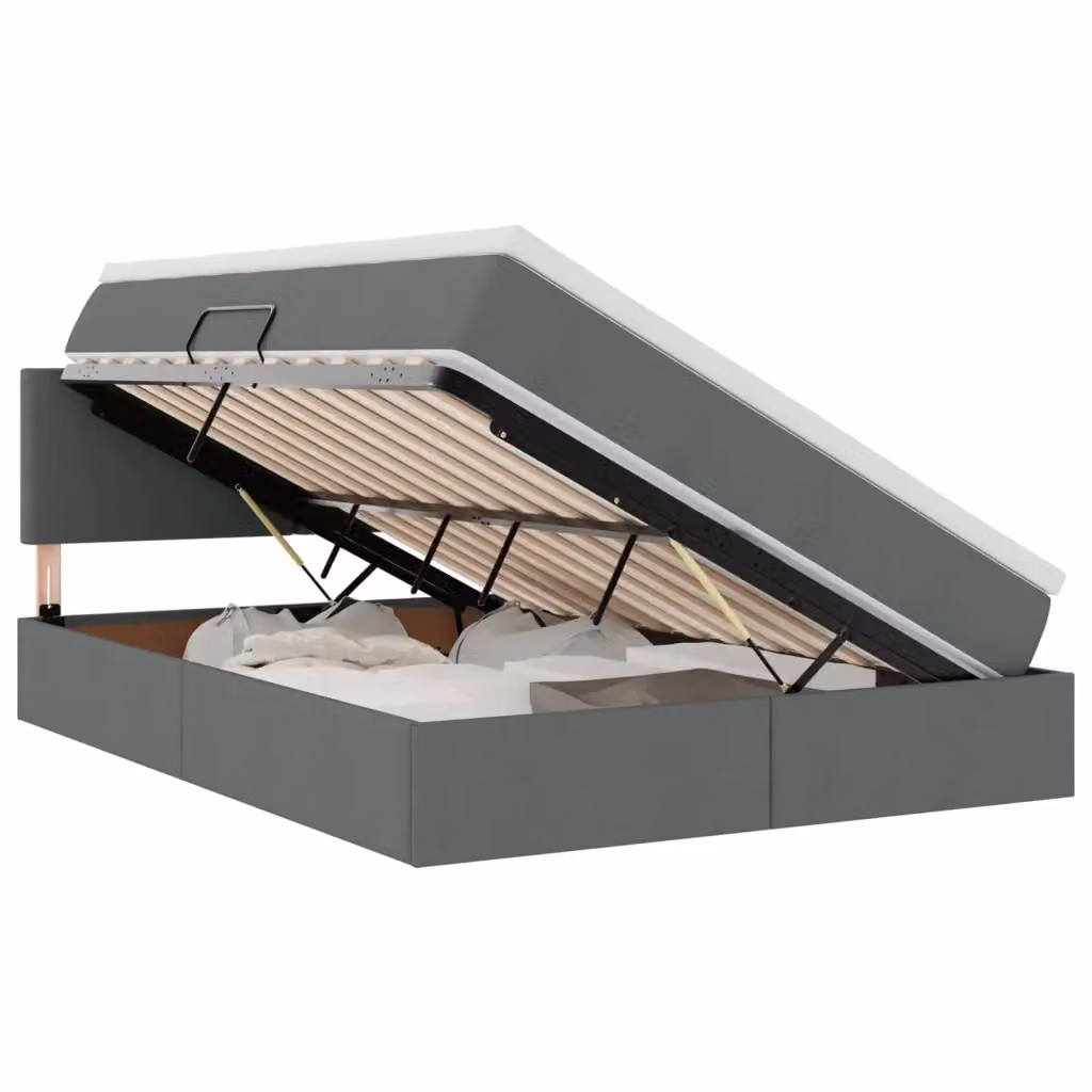 Letto con contenitore e materasso vidaXL Grigio e Bianco L/P: 140 x 190 cm – 2