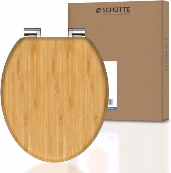 Coperchio per WC in bambù con chiusura ammortizzata, massiccio, resistente fino a 150 kg, in legno