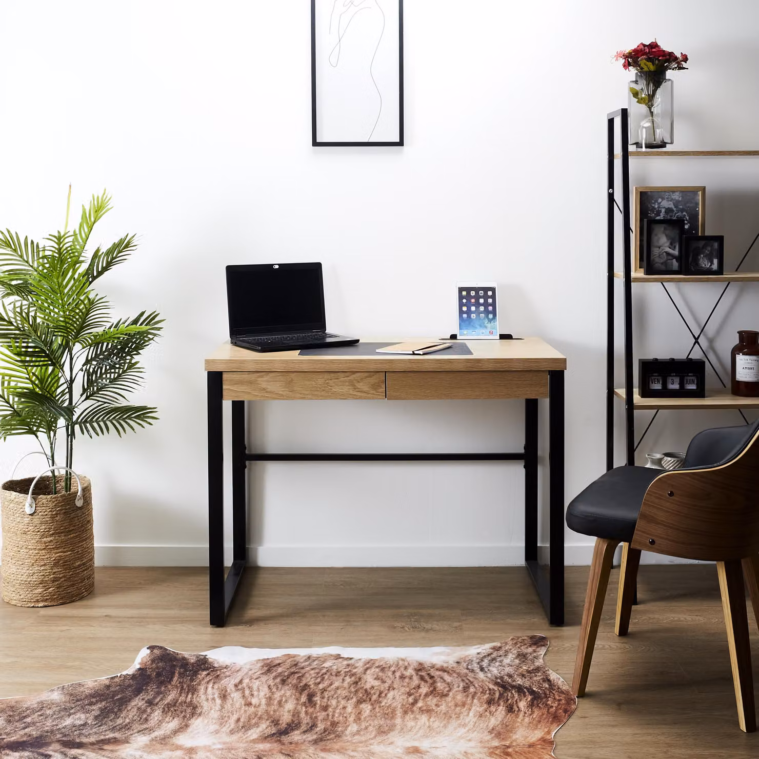 Scrivania Home Deco Factory in legno e metallo