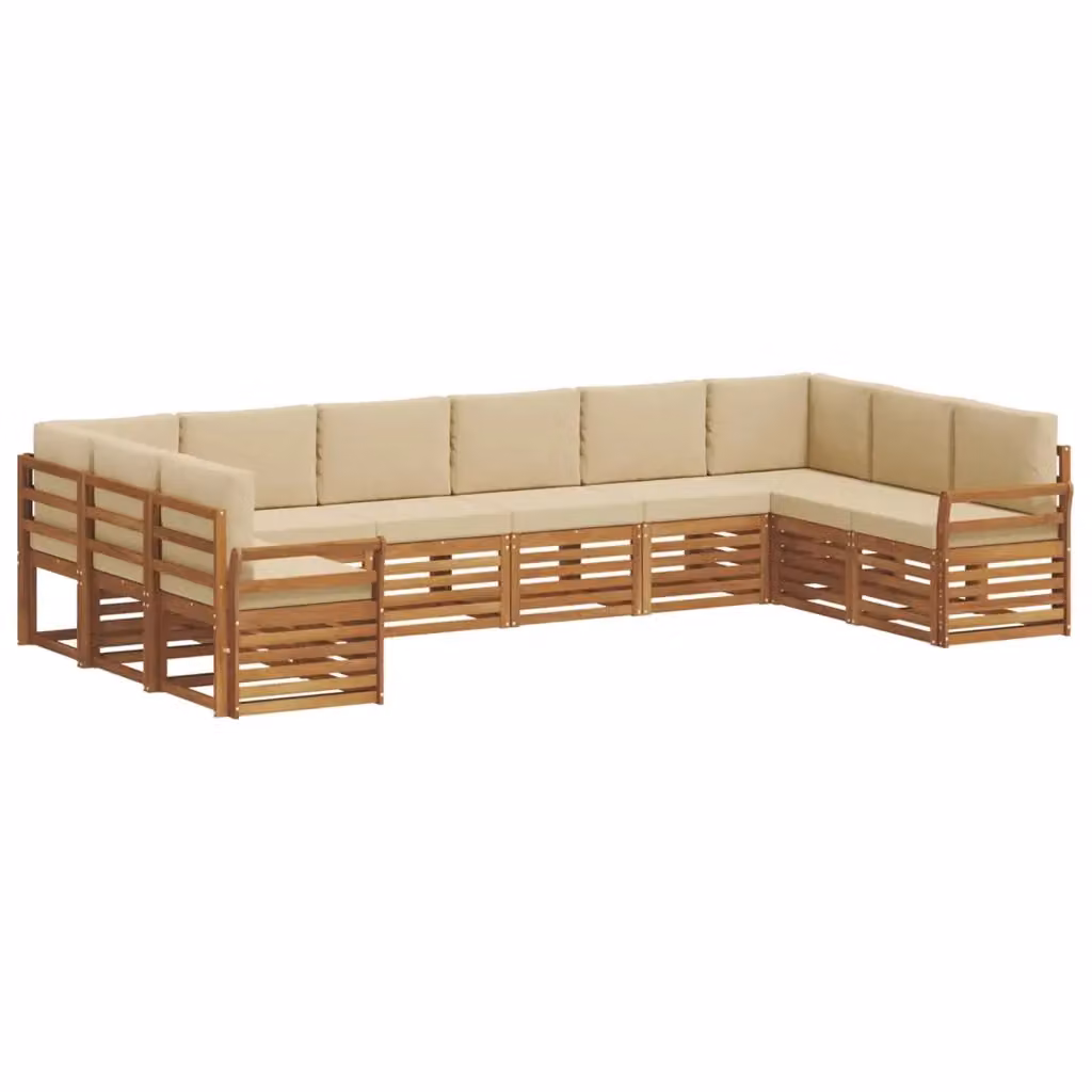 Set di divani da esterno a L vidaXL in legno di acacia con cuscini Beige e Sand – 2