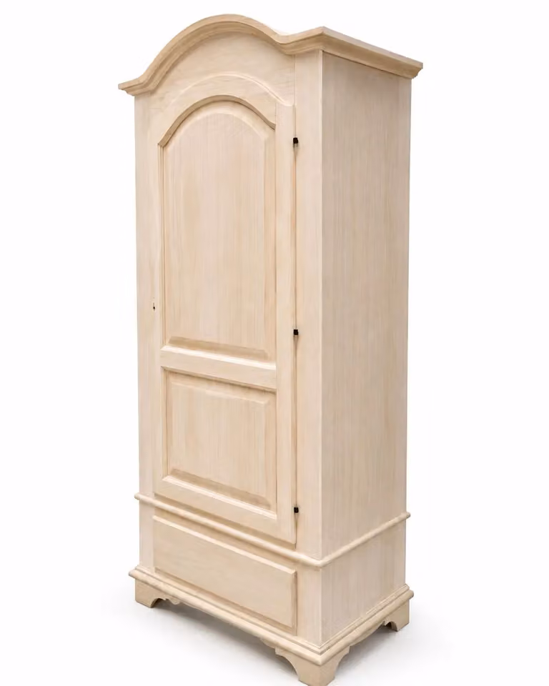 Armadio in legno Mobili 2G con 1 porta e 1 cassetto, colore marrone, grezzo, L: 96 cm, P: 56 cm, H: 196 cm