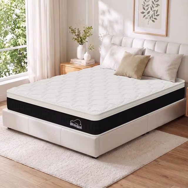 Materasso ibrido HOMEFITNESSCODE a 7 zone con molle insacchettate e memory foam, rigidità media H3, colore bianco, L/P/H: 200 x 90 x 25 cm