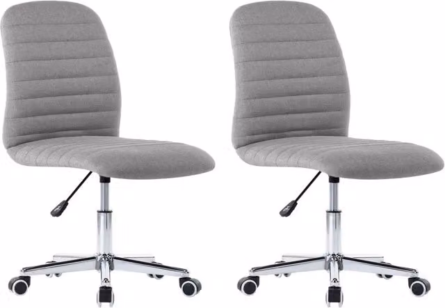 Set di 2 sedie da pranzo moderne DESIGN IN in tessuto grigio con struttura in legno e metallo, girevoli a 360 gradi con ruote – 1