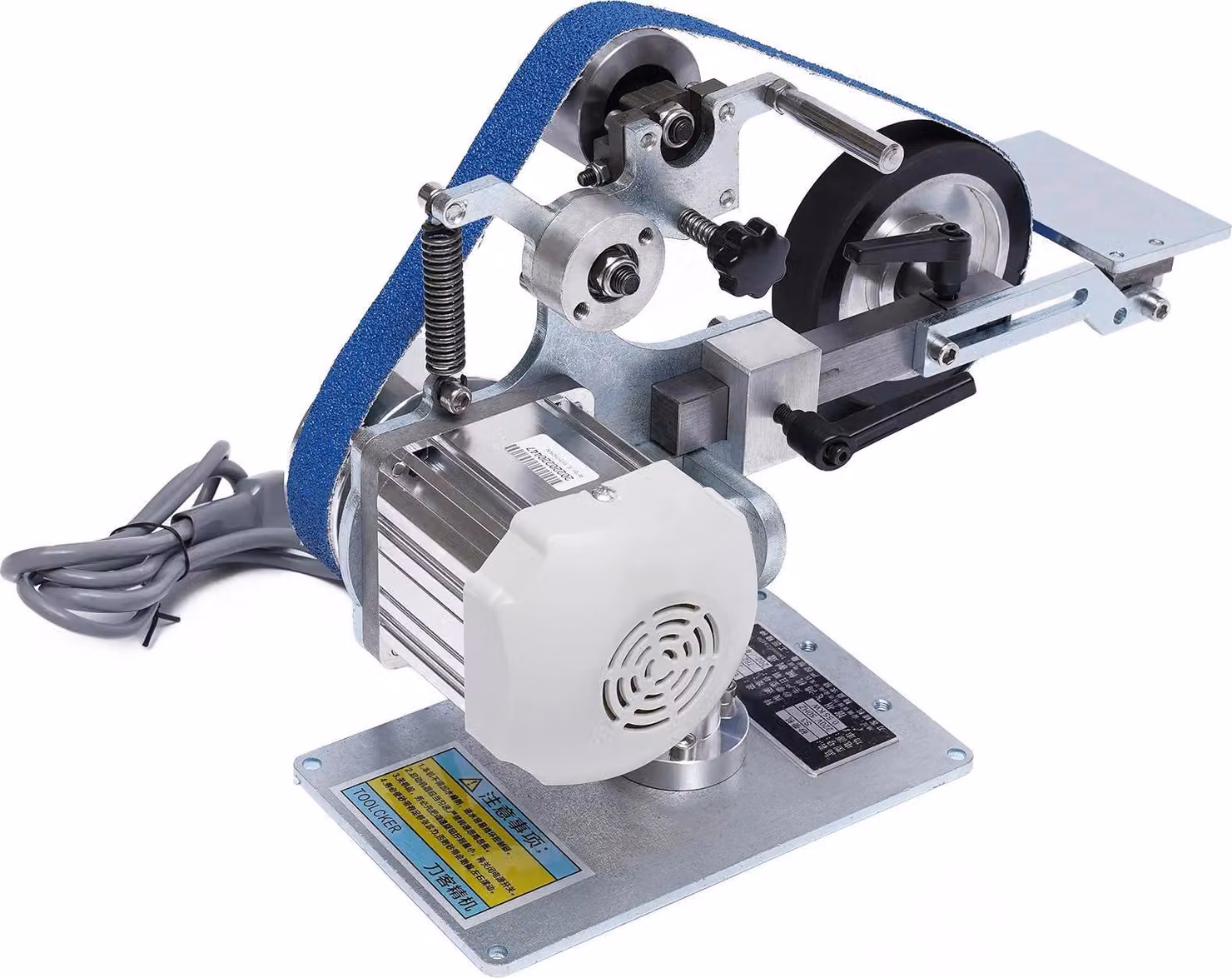 Levigatrice a nastro da banco - Levigatrice a nastro - 550 W - Motore senza spazzole - Velocità variabile - 220 V - Verticale/orizzontale - Avanti/indietro - Bianco