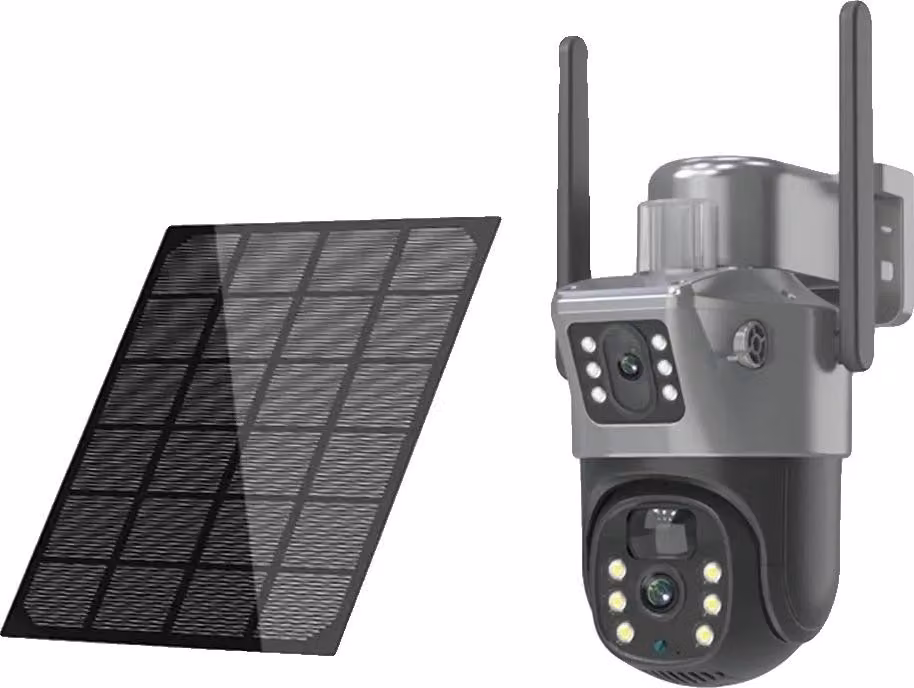 telecamera solare 4K 8MP a doppio obiettivo PTZ, visione notturna fino a 30 m, batteria 12000 mAh, WIFI Aggiungi scheda 128G