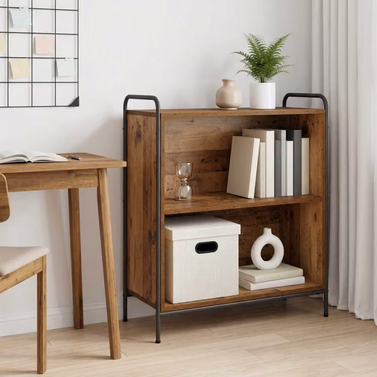 Armadio per libri moderno vidaXL in legno e metallo marrone L 80 cm, P 33 cm, H 80 cm