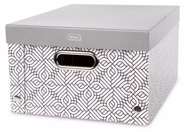 Contenitore pieghevole grigio con coperchio, dimensioni 37,5x28x18 cm