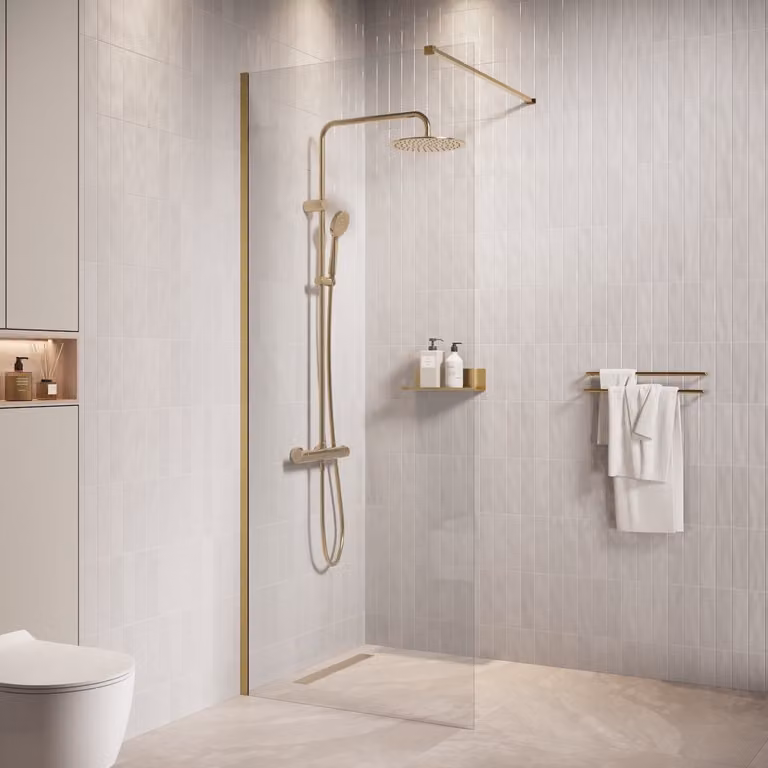 Badplaats Parete Doccia Florida 90 x 200 cm - Oro - Doccia Walk-In 8 mm Vetro di Sicurezza