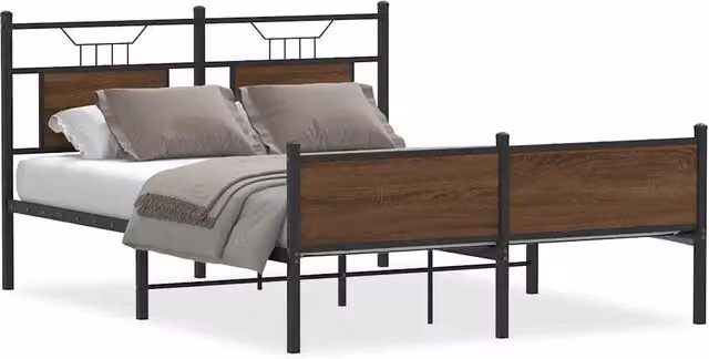 Letto matrimoniale | Letto per adulti | Giroletto senza Materasso Rovere Marrone 140x190 cm Truciolato
