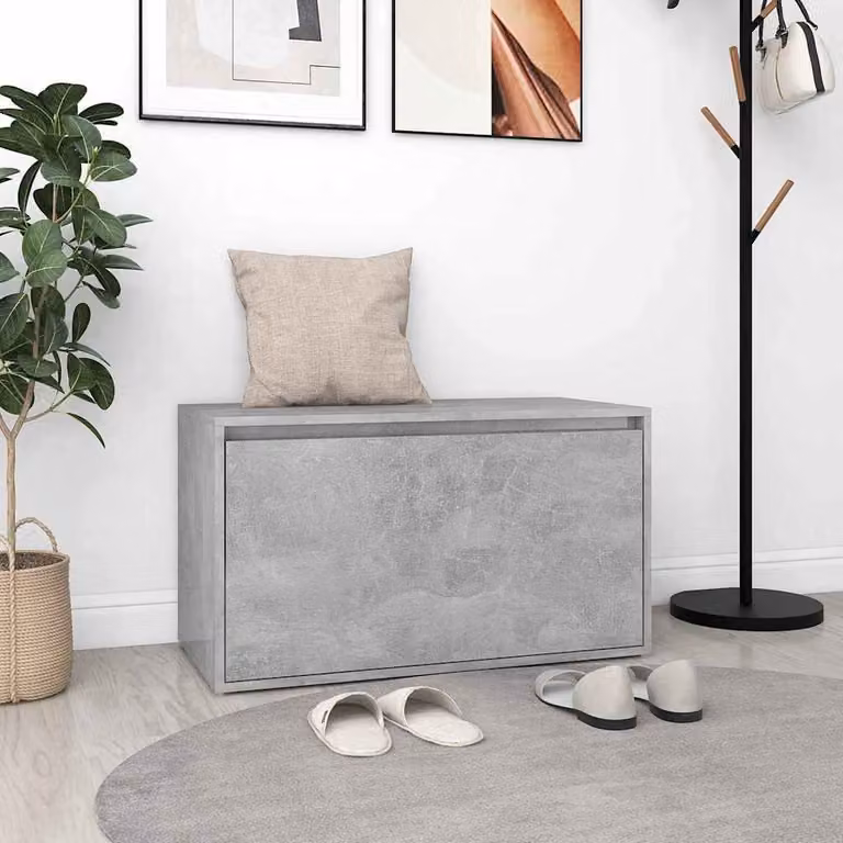 vidaXL Panca da Ingresso Moderna Grigio con Scarpiera in Legno e MDF L: 80 cm, P: 40 cm, H: 45 cm