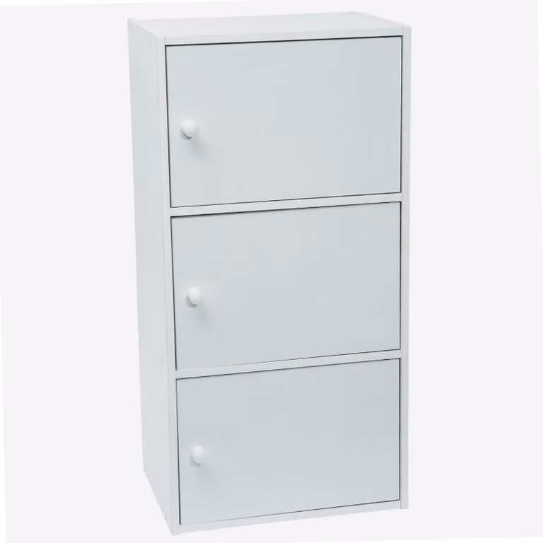 Armadio, 80x40x29 cm, bianco, 3 ante, pannello di particelle di legno