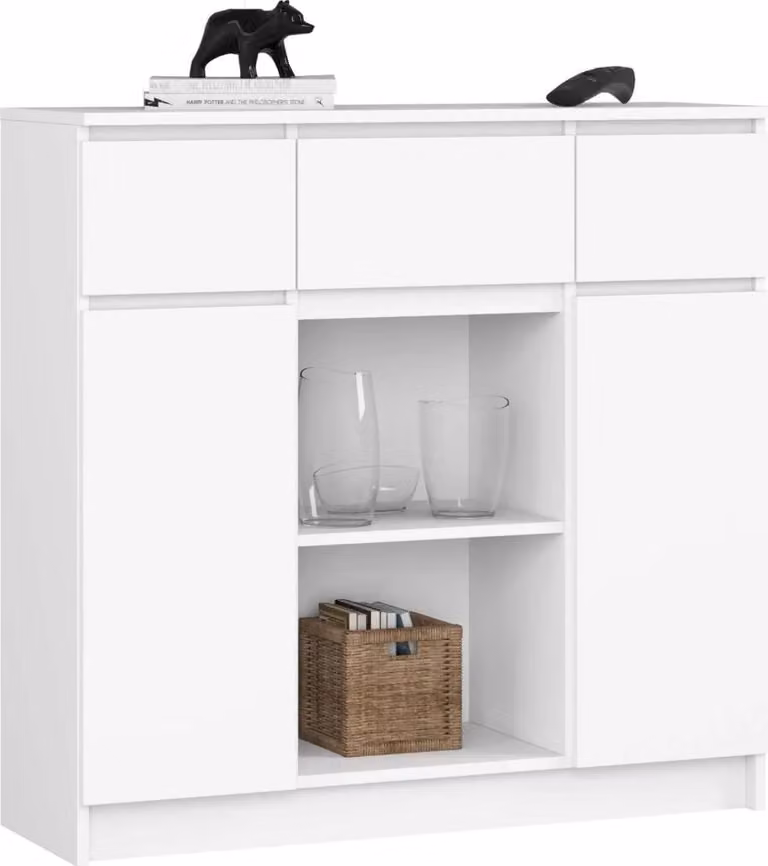 Cassettiera con cassetti e ante JUNIPER - bianco