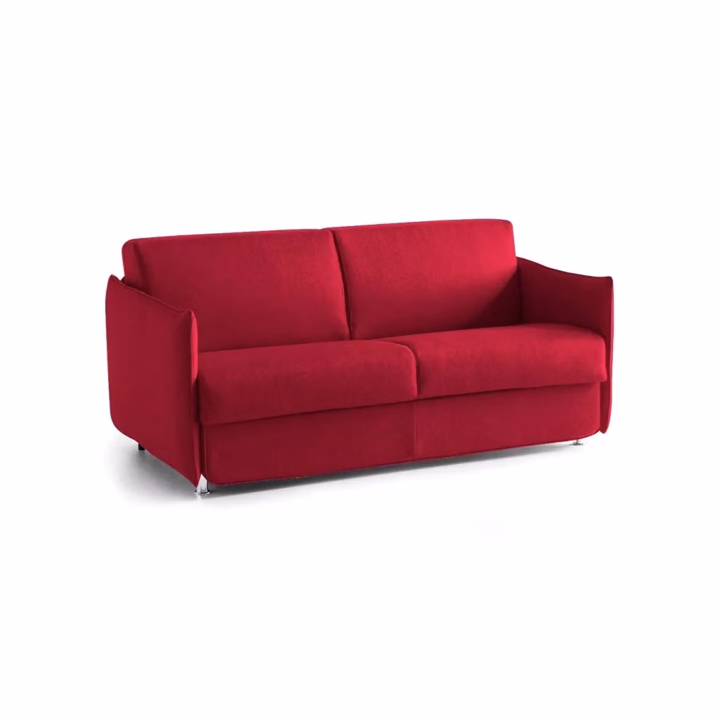 Divano Letto Follina DMORA Made in Italy, 2 Posti, Sfoderabile, Rosso, L: 160 cm, P: 95 cm – 2