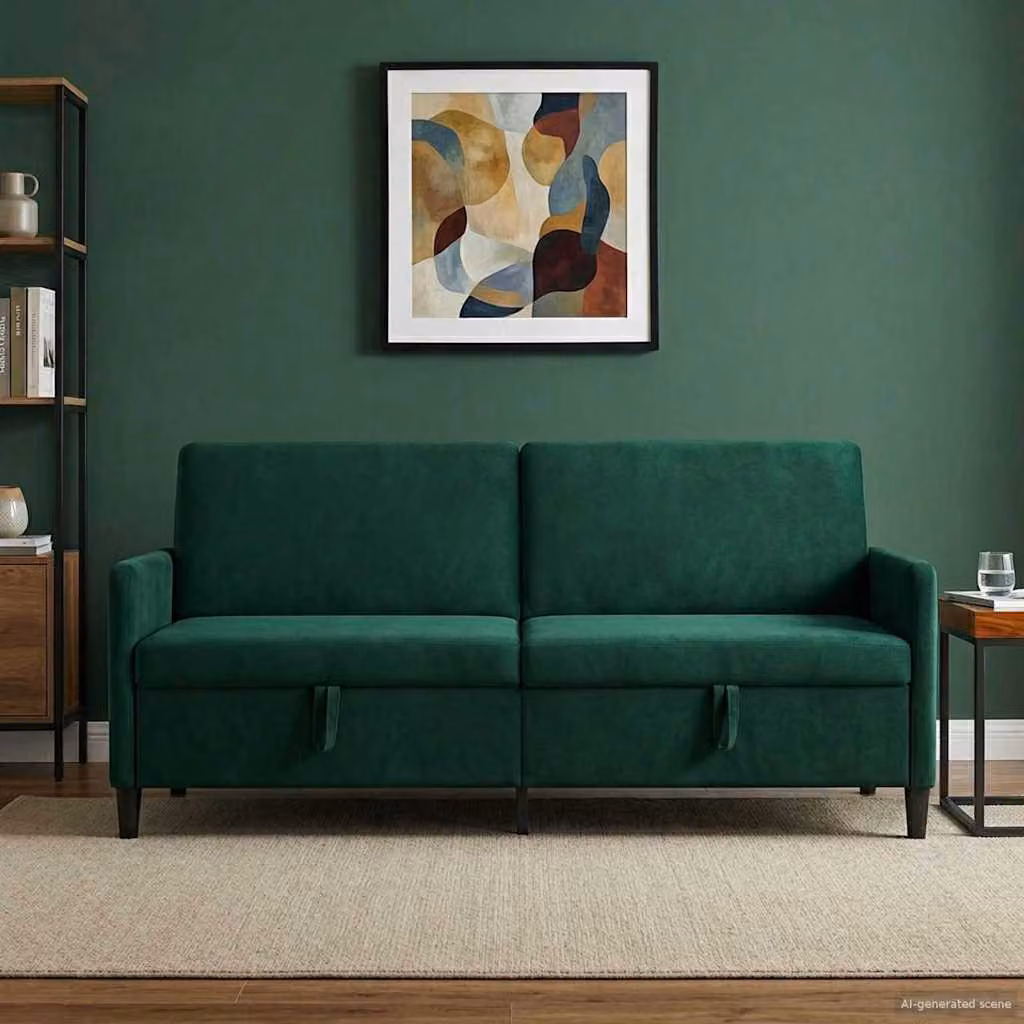 Divano moderno vidaXL con contenitore verde, L: 192 cm, P: 78 cm, H: 87 cm