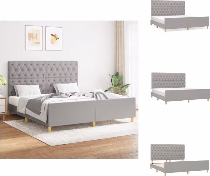 vidaXL Struttura letto con testiera in tessuto grigio chiaro 160x200 cm - Letti e strutture letto
