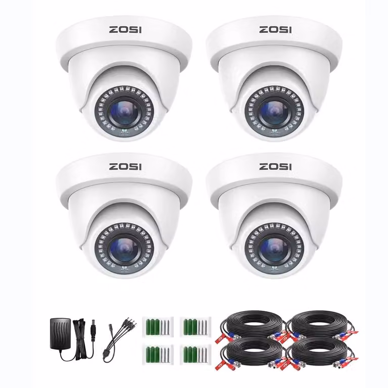 Telecamere di sicurezza, risoluzione HD 1080P, capacità di visione notturna, bianco