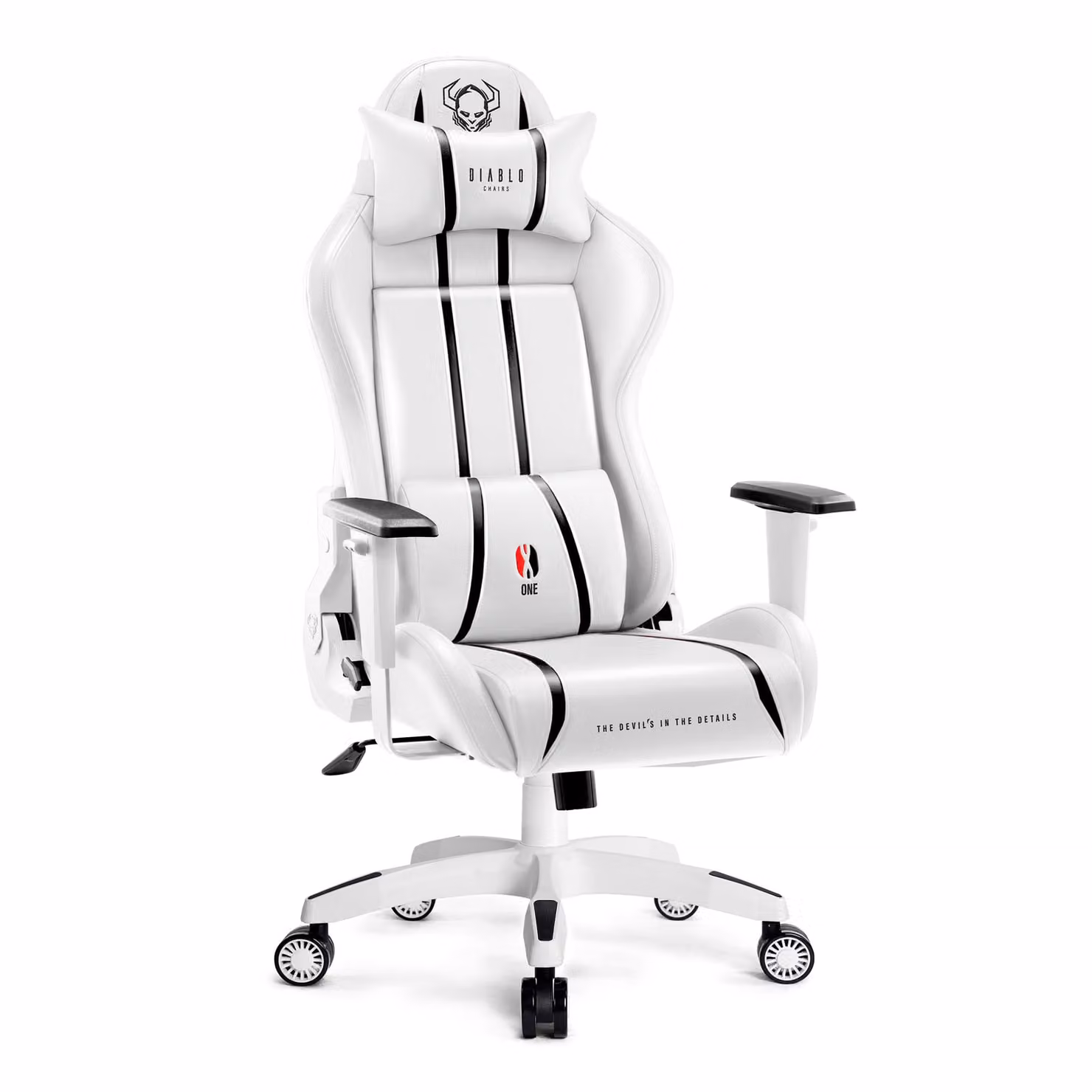 Diablo X-One 2.0 Gaming Chair Sedia da ufficio Braccioli regolabili Design ergonomico Cuscino collo/glutei King Size Bianco/Nero