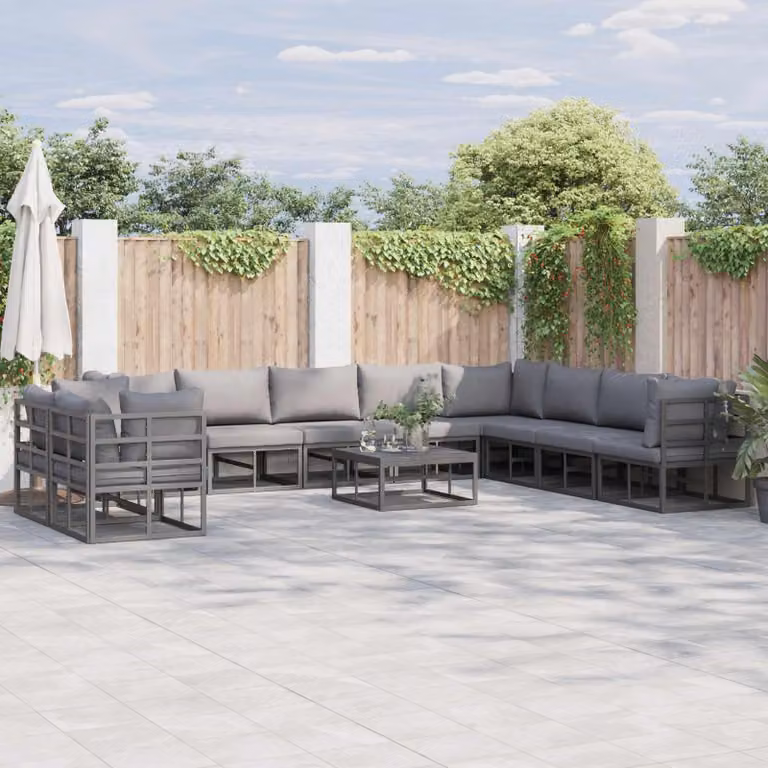 Maison Exclusive - Set da giardino composto da 11 pezzi, colore nero, in alluminio
