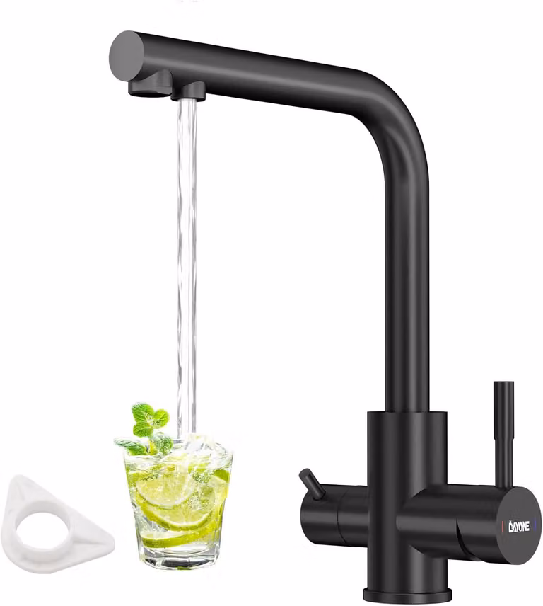 Miscelatore da cucina 3-in-1, acciaio inossidabile SUS304, nero, girevole a 360 gradi, per cucina